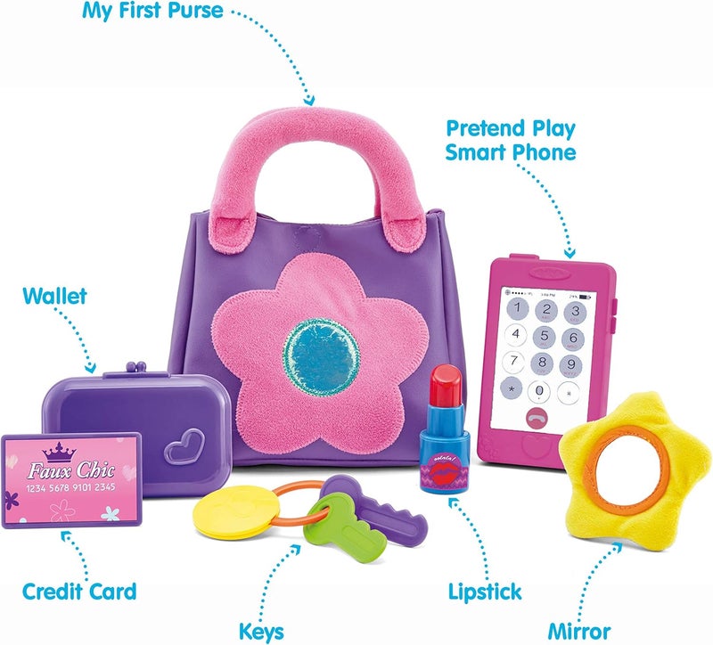 Kidoozie My First Purse - Pretend Play Purse with Wallet, Credit Card, Lipstick, Mirror, and More for Ages 2+. Kids Will Love Pretending to be Grown-ups! - Image 2